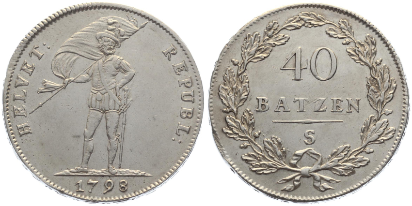 Helvetische Republik 40 Batzen 1798 S